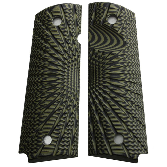 Stoner CNC Aggressive Starburst G10 Gun Grips fit  Compact and Springfield EMP OD Green Black  Compact-Standard - Stoner Cnc