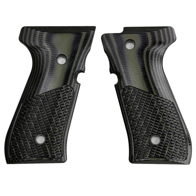 Stoner CNC Beretta 92 Half Checker G10 Grips Fits 92FS/96 M9 Series Pistol OD Green Black - Stoner Cnc