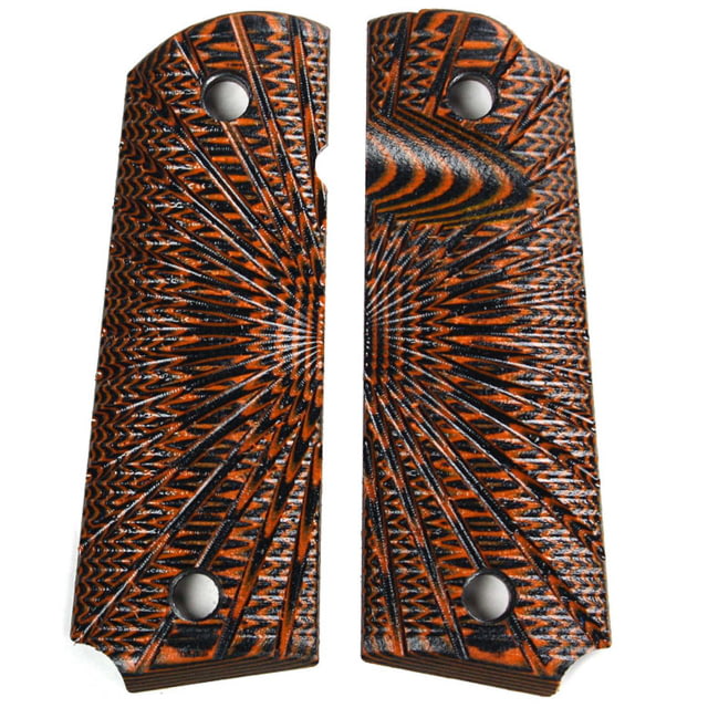 Stoner CNC Browning 1911-22 Aggressive Starburst G10 Gun Grips fit 1911-22 and .380 Auto 85percent Frame Orange Black - Stoner Cnc