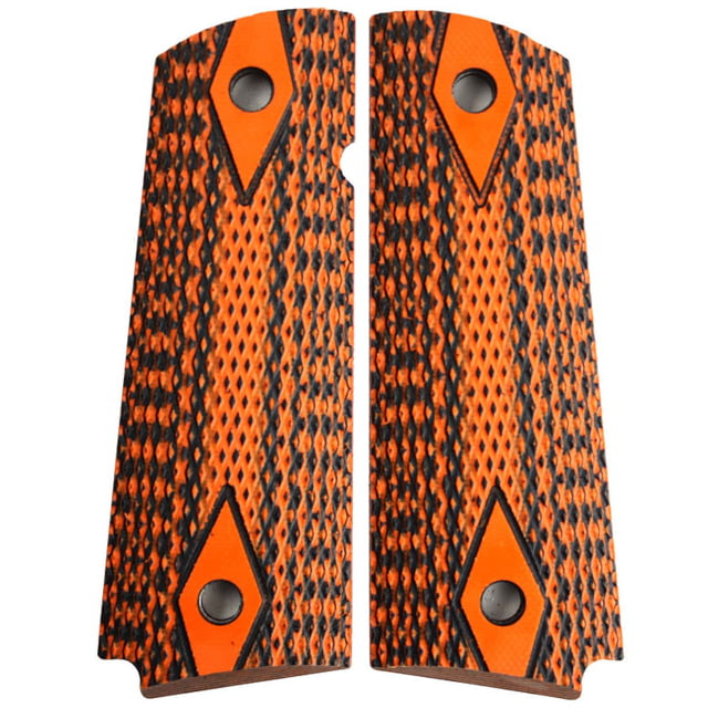 Stoner CNC Double Diamond G10 Gun Grips fit  Full Size Orange Black  Full Size-Slim-Round Butt - Stoner CNC