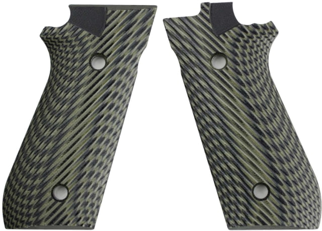 Stoner CNC Taurus PT92 Cross Hatch G10 Gun Grips fit PT 92 Taurus Pistol with Decocker OD Green Black - Stoner Cnc