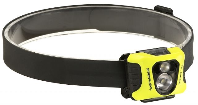 Streamlight Enduro Pro - with 3 AAA alkaline batteries rubber hard hat strap elastic head strap 3M Dual Lock - Box Black/Yellow