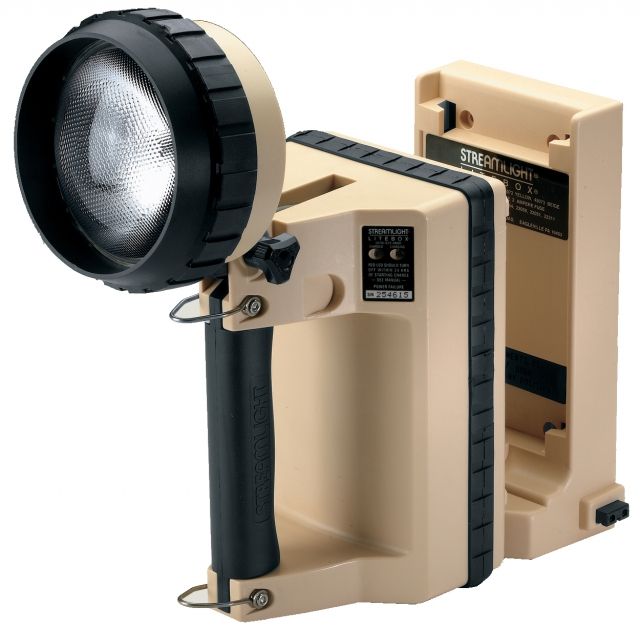 Streamlight LiteBox Power Failure AC/DC Rechargable Light System 8-watt Spot Bulb 120V AC 12 Volt DC Chargers and Mounting Rack - Beige - Streamlight