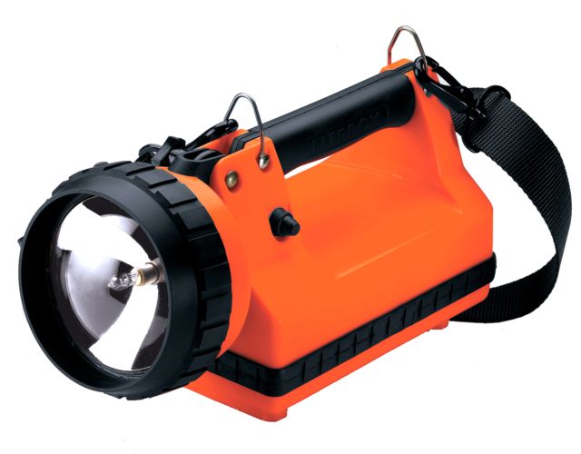 Streamlight LiteBox Power Failure AC/DC Rechargable Light System 8-watt Flood Bulb 120 Volt AC 12 Volt DC Chargers and Mounting Rack Orange - Streamlight