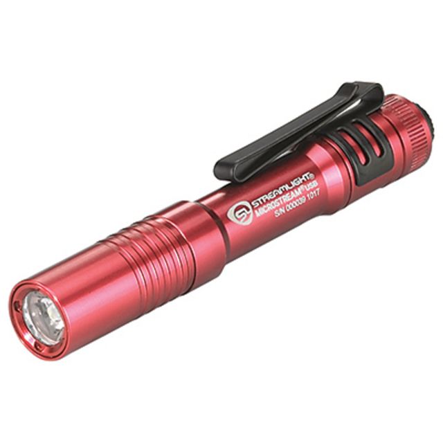 Streamlight MicroStream USB Rechargeable Bright Small LED Flashlight 250/50 Lumens w/ 5in USB Cord and Lanyard Clam Red - Streamlight