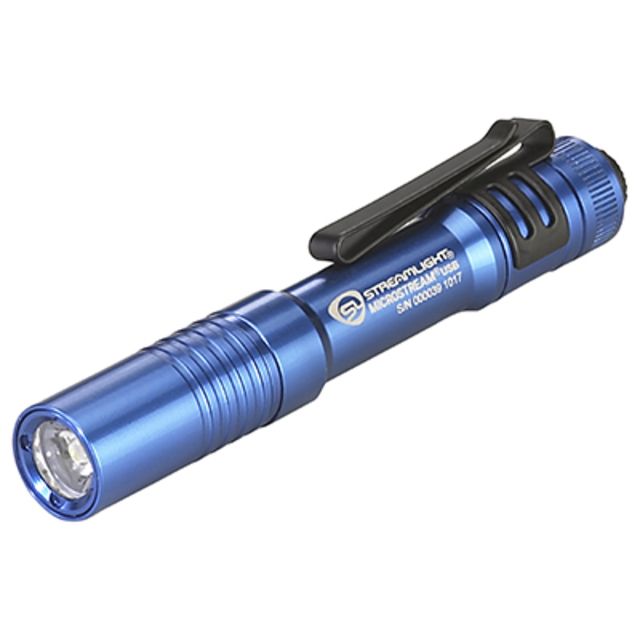 Streamlight MicroStream USB Rechargeable Bright Small LED Flashlight 250/50 Lumens w/ 5in USB Cord and Lanyard Clam Blue - Streamlight