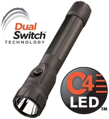 Streamlight PolyStinger DS LED Flashlight Black - 120V AC Fast Charge PiggyBack Base - Streamlight