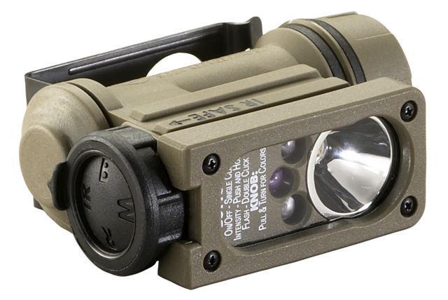 Streamlight Sidewinder Compact Ii Flashlight Military Model White C4 Led Red/Blue/Ir Leds E-Mount/Headstrap Cr123A Lithium Battery Clam Pack - Streamlight