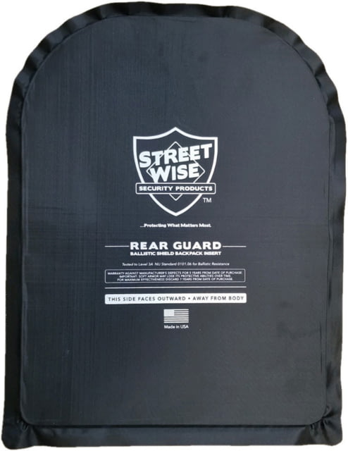 StreetWise Security Products Rear Guard Ballistic Shield 11x14 in Black - Streetwise Security Products