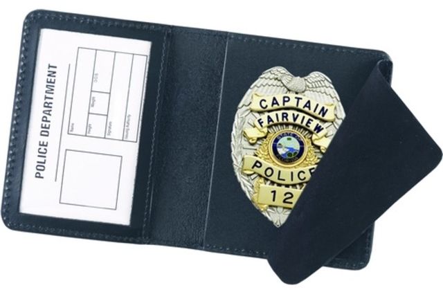 Strong Leather Side Open Badge Case - Duty Black