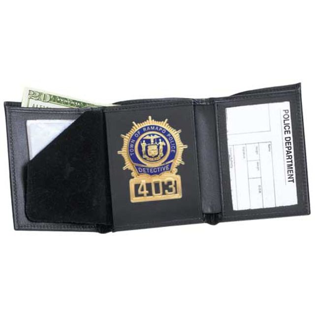 Strong Leather Tri-fold Badge Wallet Black - Strong Leather
