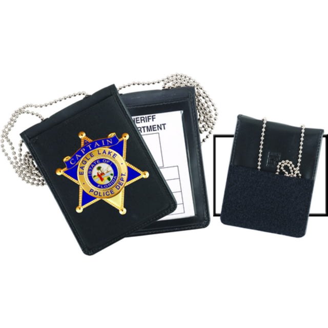 Strong Leather Recessed Velcro Badge And Id Holder With Chain - Strong Leather
