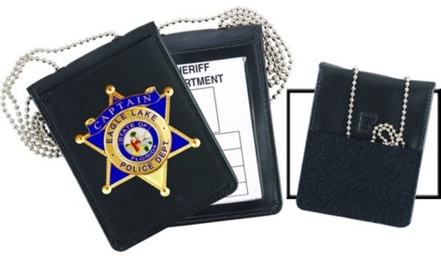 Strong Leather Recessed Velcro Badge And Id Holder With Chain - Strong Leather