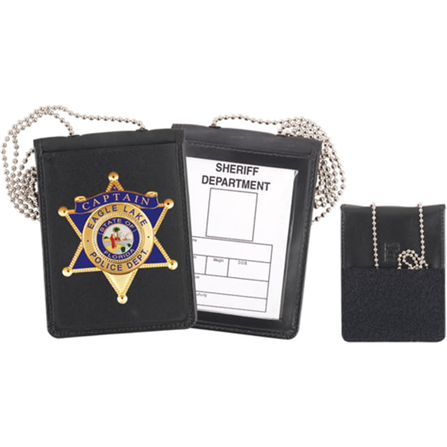 Strong Leather Recessed Velcro w/Chain Badge And ID Holders Black 3 in x 4 in - Strong Leather