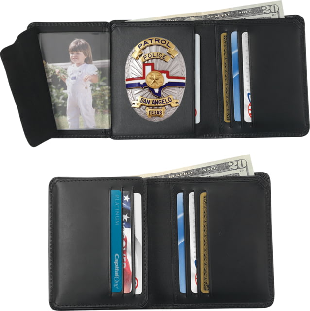 Strong Leather RFID Hidden Badge Wallet Leather Black - Strong Leather