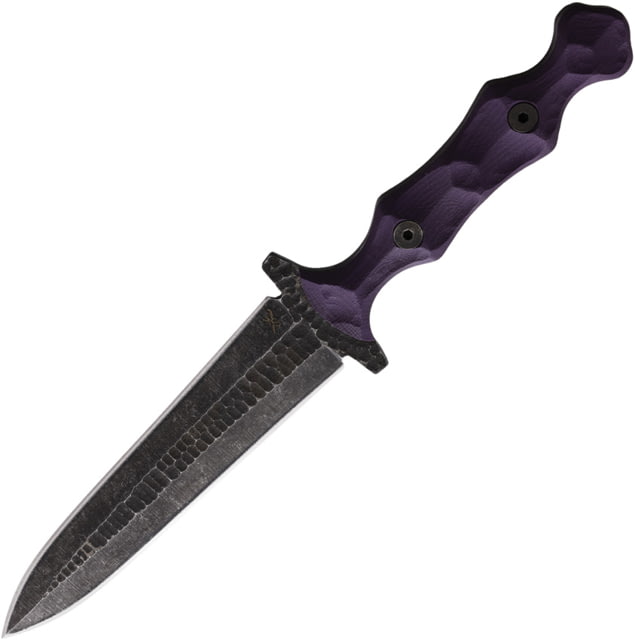 Stroup Knives Purple Dagger Knife 9.75in Overall 5in Double Edge 1095HC Steel Dagger Blade Purple Sculpted G10 Handle Kydex Sheath