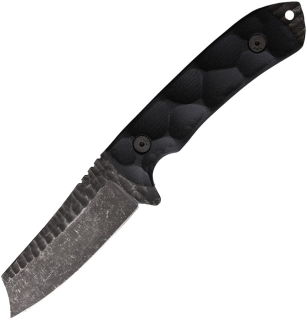 Stroup Knives Desert Fox Fixed Blade Knife 8.5in Overall 3.75in 1095HC Steel Blade Black Sculpted G10 Handle Rock Tumbled/Acid Etched Blade Black - Stroup Knives