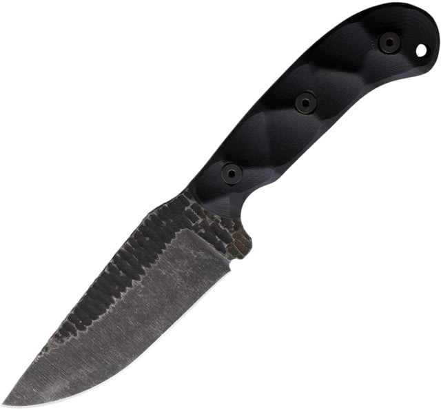 Stroup Knives GP1 Black Fixed Blade Knife 8.75in Overall 4in 1095HC Steel Acid Etched Blade Black Sculpted G10 Handle Kydex Sheath - Stroup Knives
