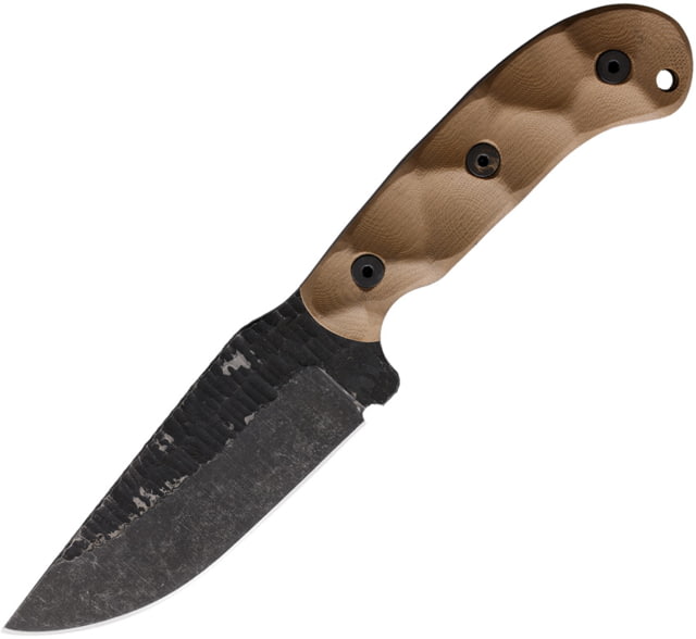 Stroup Knives GP1 Tan Fixed Blade Knife 8.75in Overall 4in 1095HC Steel Acid Etched Blade Tan Sculpted G10 Handle Kydex Sheath - Stroup Knives