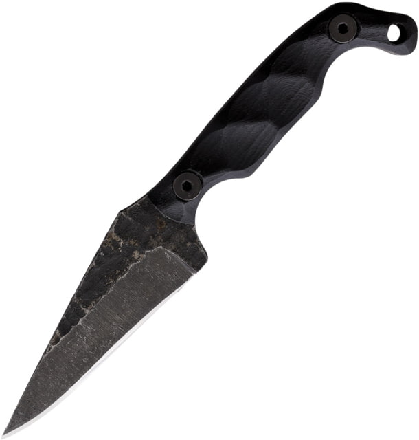 Stroup Knives Mini Black Fixed Blade Knife 6.75in Overall 3in 1095HC Steel Acid Etched Blade Black Sculpted G10 Handle Kydex Sheath - Stroup Knives