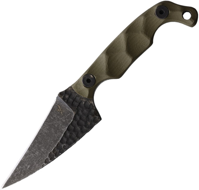 Stroup Knives Mini Mod 2 OD Green Fixed Blade Knife 6.75in Overall 3in Black Stonewash 1095HC Steel Blade OD Green Sculpted G10 Handle Kydex Sheath - Stroup Knives