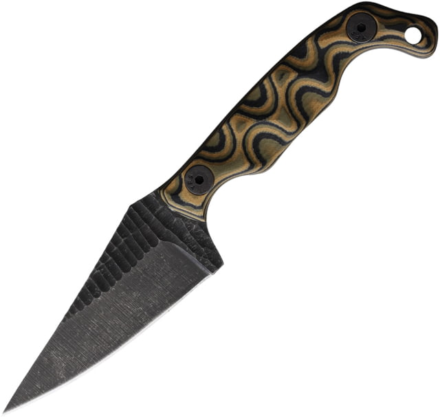 Stroup Knives Mini1 Fixed Blade Knife 3in 1095 High Carbon Steel Trailing Point Blade Camo G10 Handle