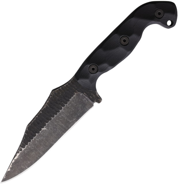 Stroup Knives TU1 Black Fixed Blade Knife 9.25in Overall 4.5in 1095HC Steel Acid Etched Blade Black Sculpted G10 Handle - Stroup Knives