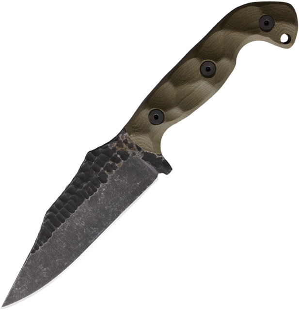 Stroup Knives TU1 OD Green Fixed Blade Knife 9.25in Overall 4.5in 1095HC Steel Acid Etched Blade OD Green Sculpted G10 Handle - Stroup Knives