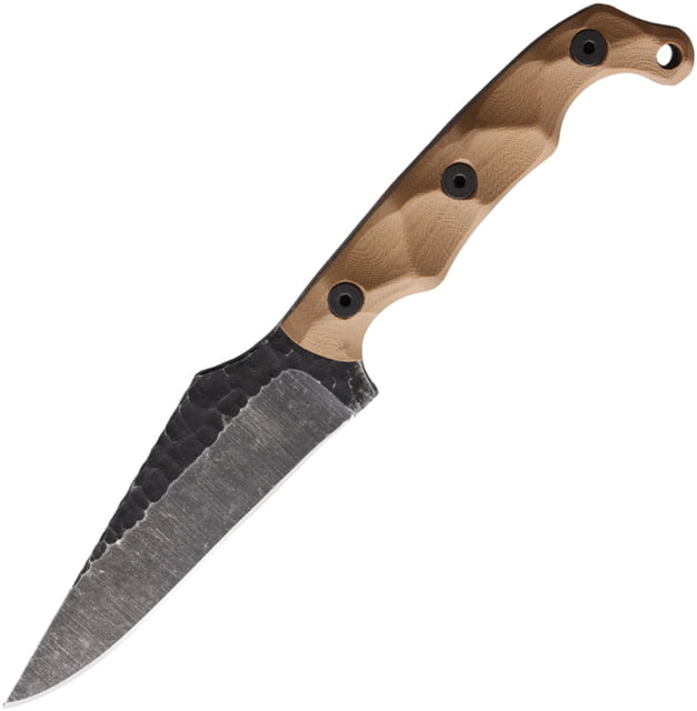 Stroup Knives TU2 Tan Fixed Blade Knife 8.75in Overall 4.5in 1095HC Steel Acid Etched Blade Tan Sculpted G10 Handle Kydex Sheath - Stroup Knives