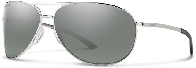 Smith Serpico 2 Sunglasses Silver Frame ChromaPop Polarized Platinum Mirror Lens - Smith