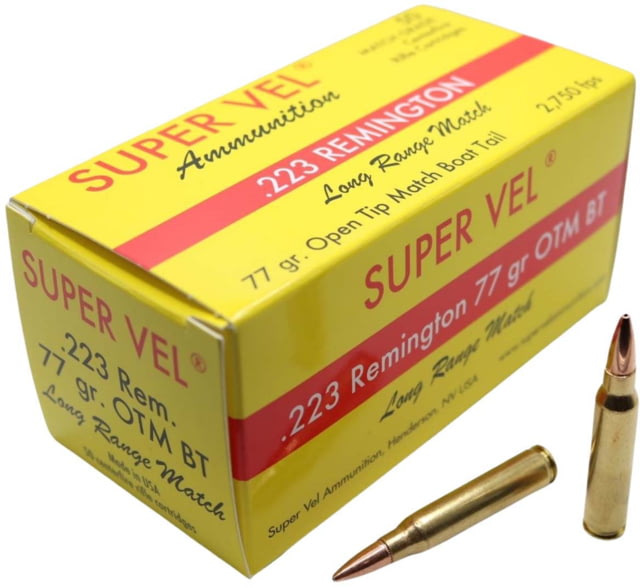 er Vel Ammunition .223 Remington 77 Grain Open Tip Match Brass Cased Rifle 500 Rounds Ammo