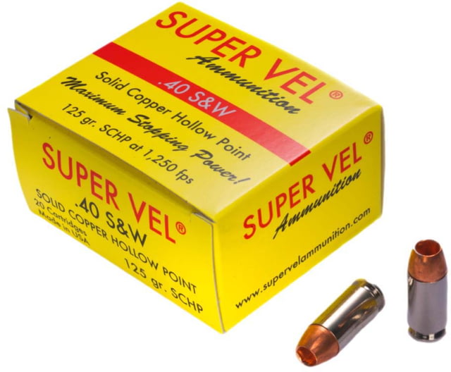 er Vel Ammunition 40 S&W 125 Grain Solid Copper Hollow Point Brass Cased Pistol 500 Rounds Ammo