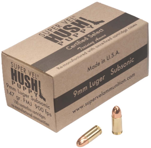 Super Vel Ammunition Hush Puppy 9mm Luger 147 Grain Full Metal Jacket Brass Cased Pistol Ammo 1000 Rounds er Vel Ammunition Hush Puppy 9mm Luger 147 Grain Full Metal Jacket Brass Cased Pistol 1000 Rounds Ammo
