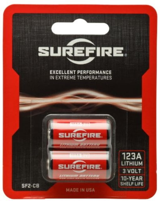 SureFire 123A 3 Volt Lithium Battery Box, 2 Batteries, SF2-CB