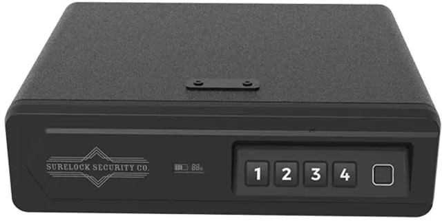 Surelock Security QuickTouch Drawer Vault Digital Gun Safe w/ Bioscanner Surelock stealth 4-key code Heavy Duty Steel Black - Surelock Security