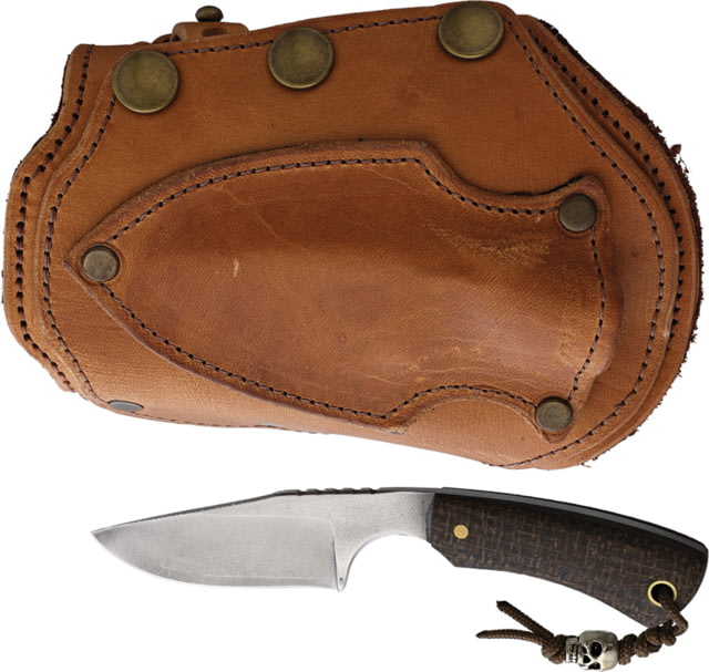 Survival Cuffs Apex Cougar Survival Cuff Knife 5.5in Overall 2.5in Satin AEB-L Stainless Blade Brown Burlap Micarta Handle Leather Sheath - Survival Cuffs