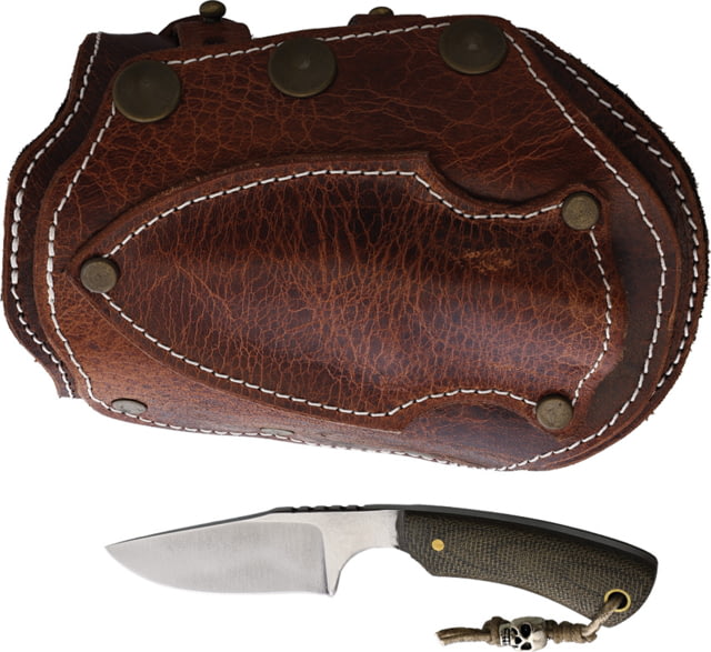 Survival Cuffs Apex Grizzly Green Micarta Survival Cuff Knife 5.5in Overall 2.5in Satin AEB-H Stainless Blade Green Micarta Handle Dark Brown Leather - Survival Cuffs
