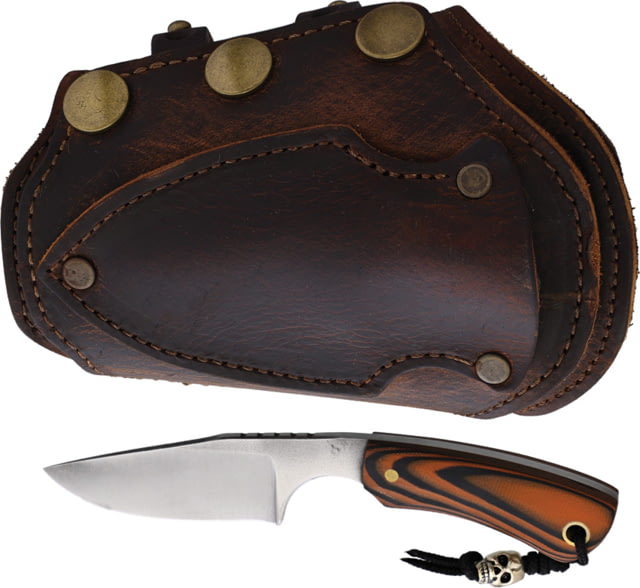 Survival Cuffs Apex Grizzly G10 Survival Cuff Knife 5.5in Overall 2.5in Satin AEB-H Stainless Blade Black/Orange G10 Handle Dark Brown Leather Sheath - Survival Cuffs