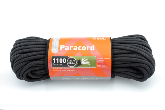 Survive Outdoors Longer 1100 Paracord 100 ft Black - Survive Outdoors Longer
