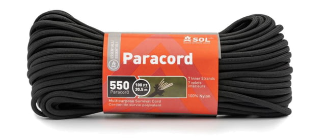 Survive Outdoors Longer 550 Paracord 100 ft with Carabiner Black - Survive Outdoors Longer