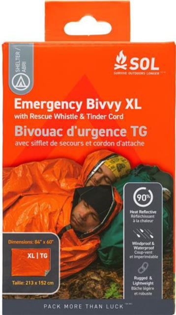 Survive Outdoors Longer Emergency Bivvy XL with Rescue Whistle Orange - Survive Outdoors Longer