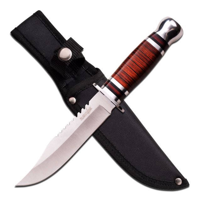 Survivor Fixed Blade 10.5in Stainless Steel Blade Brown Wood Handle - Survivor