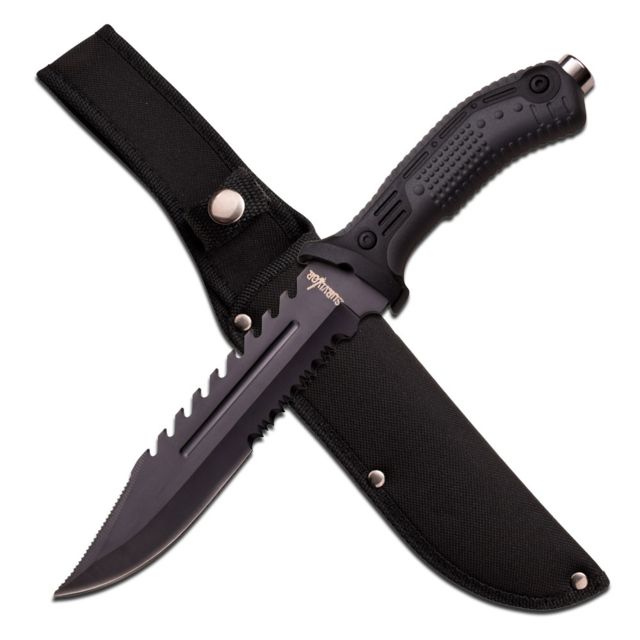Survivor Fixed Blade 12.75in Stainless Steel Blade Black Injection Rubber And Nylon Fiber Handle - Survivor