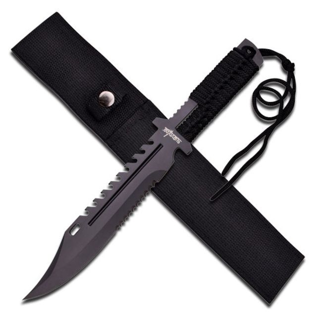 Survivor Fixed Blade 13.5in Stainless Steel Blade Full Tang Black Cord Wrapped Handle - Survivor