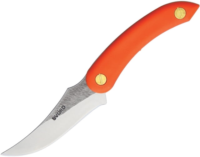 Svord AM Kiwi Fixed Blade Knife 7.5in Overall 3.5in 15N20 Steel Upswept Skinner Blade Orange Polypropylene Handle Black PVC Belt Sheath Orange - Svord