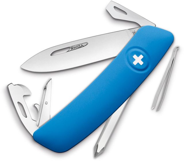 Swiza D04 Swiss Pocket Knife Blue Folding Knife2.875inStainless SteelStandard EdgeBlueSynthetic Handle