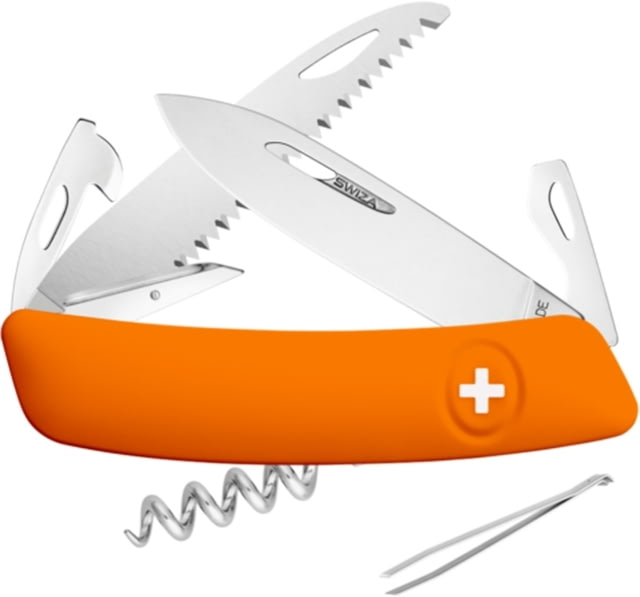 Swiza D05 Swiss Button Lock Folding Knife D05 Swiss Pocket Knife 3.75in Closed Orange Synthetic Handle