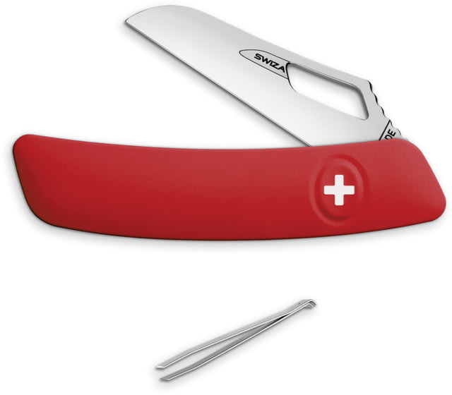 Swiza Garden Floral Knife Red Satin finish stainless blade Red rubberized synthetic handle