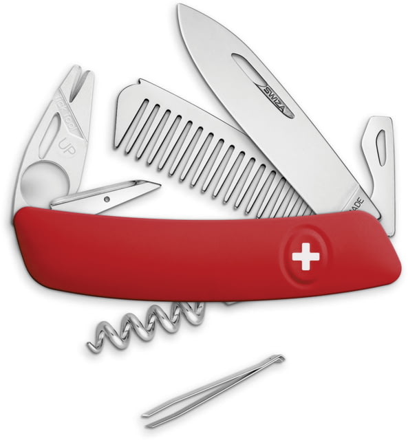 Swiza Pet and Outdoor Knife Red Satin finish blade Red rubberized synthetic handle - Swiza
