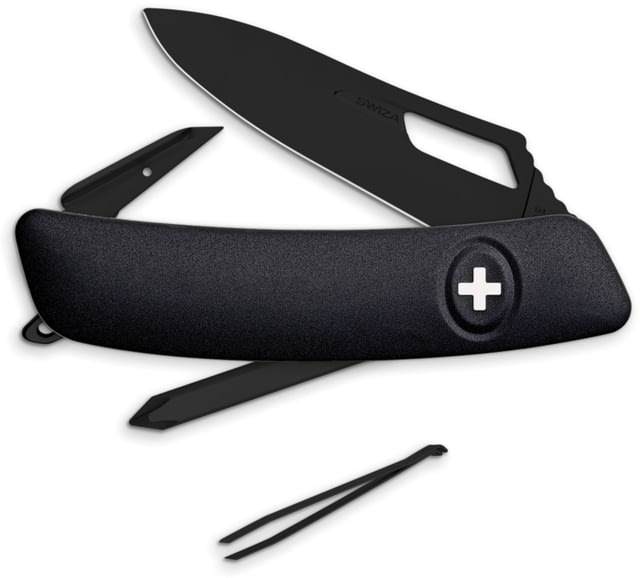 Swiza SH02 Single Hand Pocket Knife Black rubberized synthetic handle - Swiza